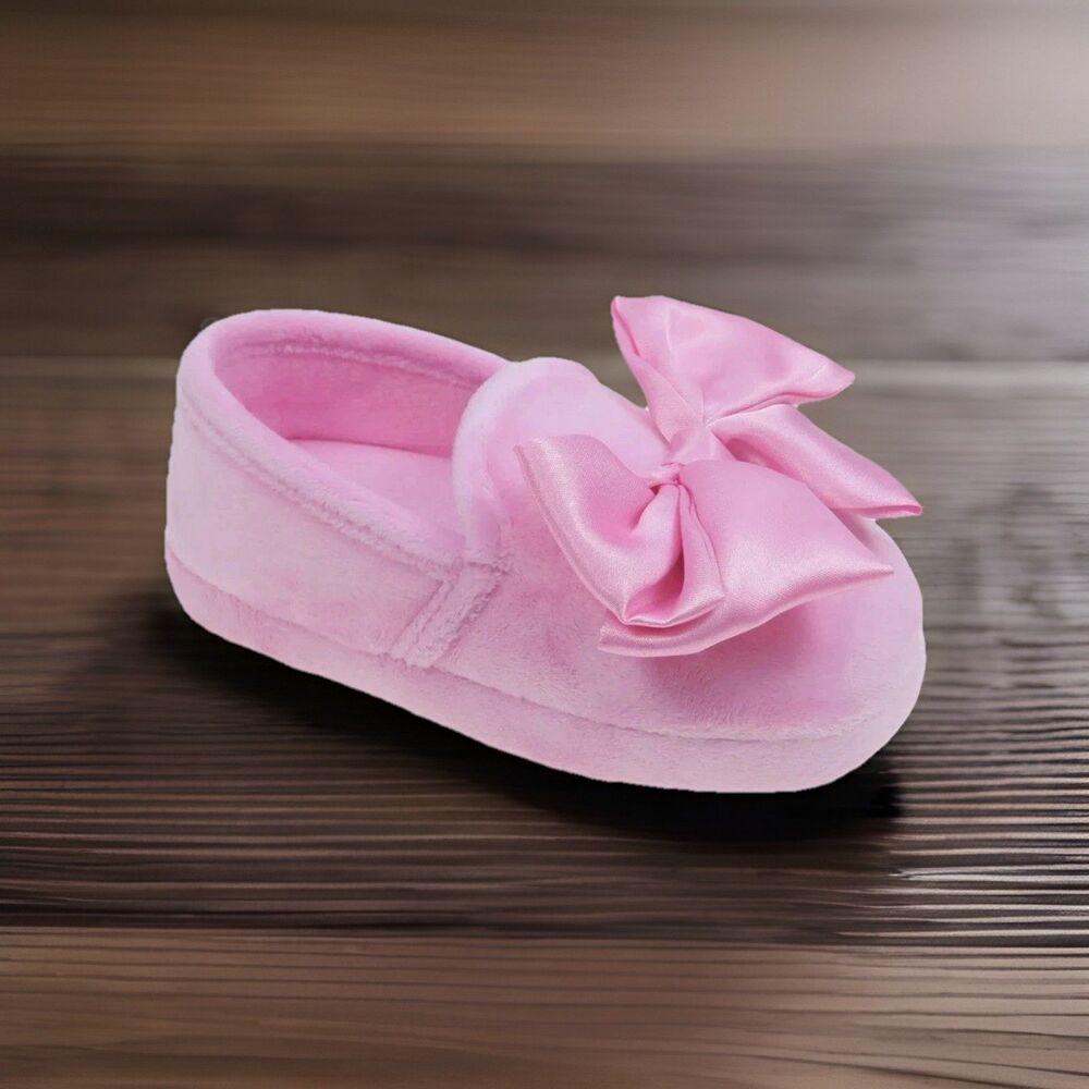 Wonder Nation Toddler Girls‎ Slippers-Pink-Bow-Size 9-10-NWT